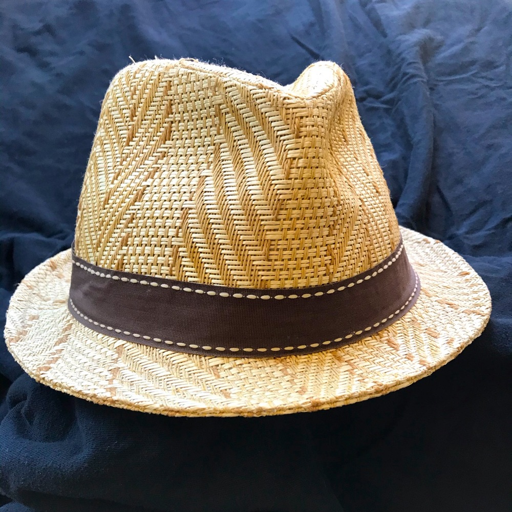 Straw trilby hat